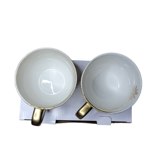 Lily Pulitzer Ceramic Mugs Set of 2 Gold Painted 12 oz - Picture 8 of 16